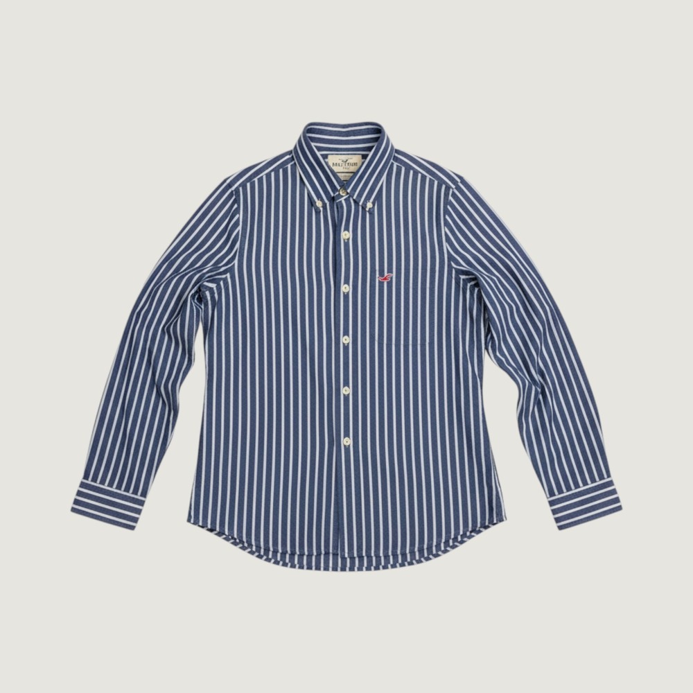 Hollister Mens Blue White Striped Long Sleeve Button Down Shirt Size M Seagull